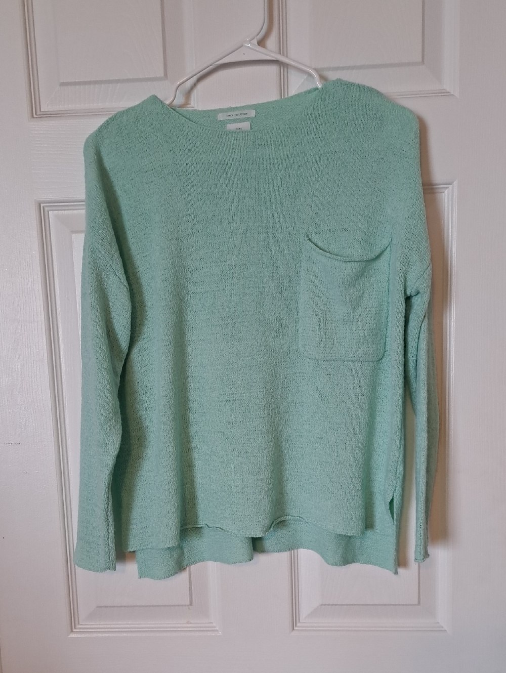 Zara Mint Green Crewneck Pocket Sweater - Women - Picture 2 of 6